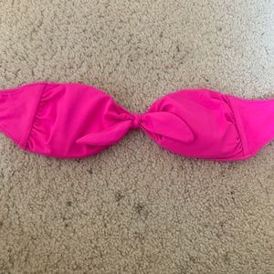 Womans pink tie, bando, bikini top